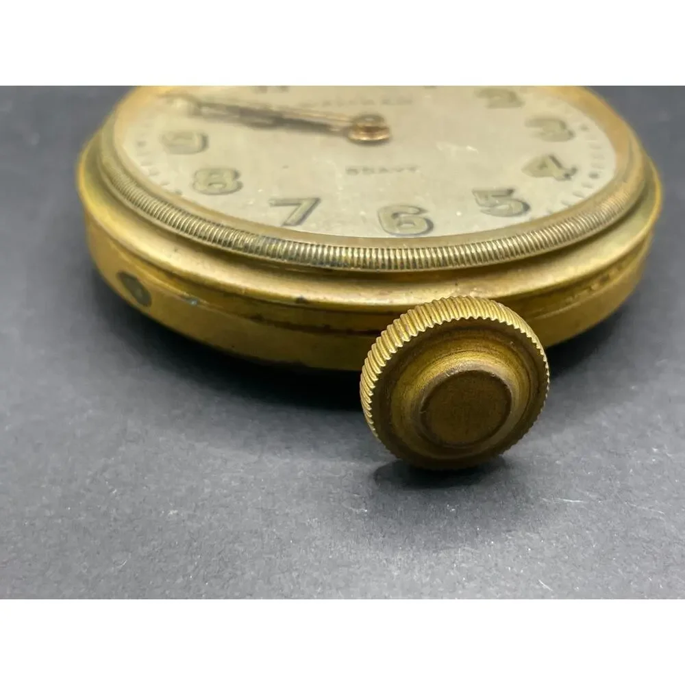 Antique Waltham USA 8 Day Automobile Dashboard Car Clock Gold Tone 15 Jewels